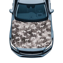 Portable All-Weather Universal Car Hood Cover with Horse Camo Print – Compatible with SUV, Sedan, Truck, Pickup