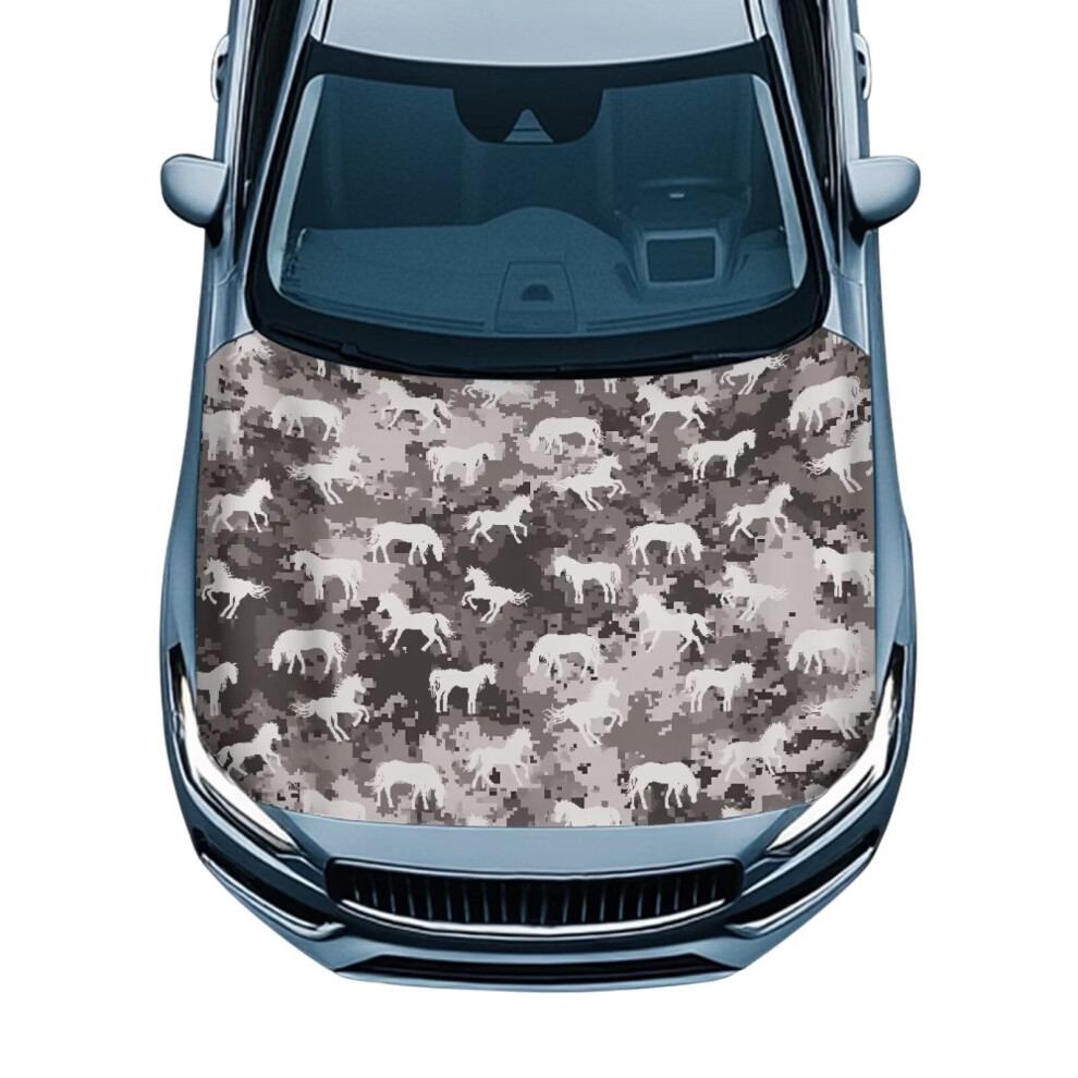 Portable All-Weather Universal Car Hood Cover With Horse Camo Print Â Compatible With Suv, Sedan, Truck, Pickup 9422877962754