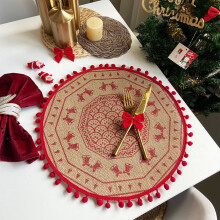 Christmas Placemats Round Woven Snowflake Reindeer Table Mats Red Scrubbish Prevents Holiday Kitchen Tables