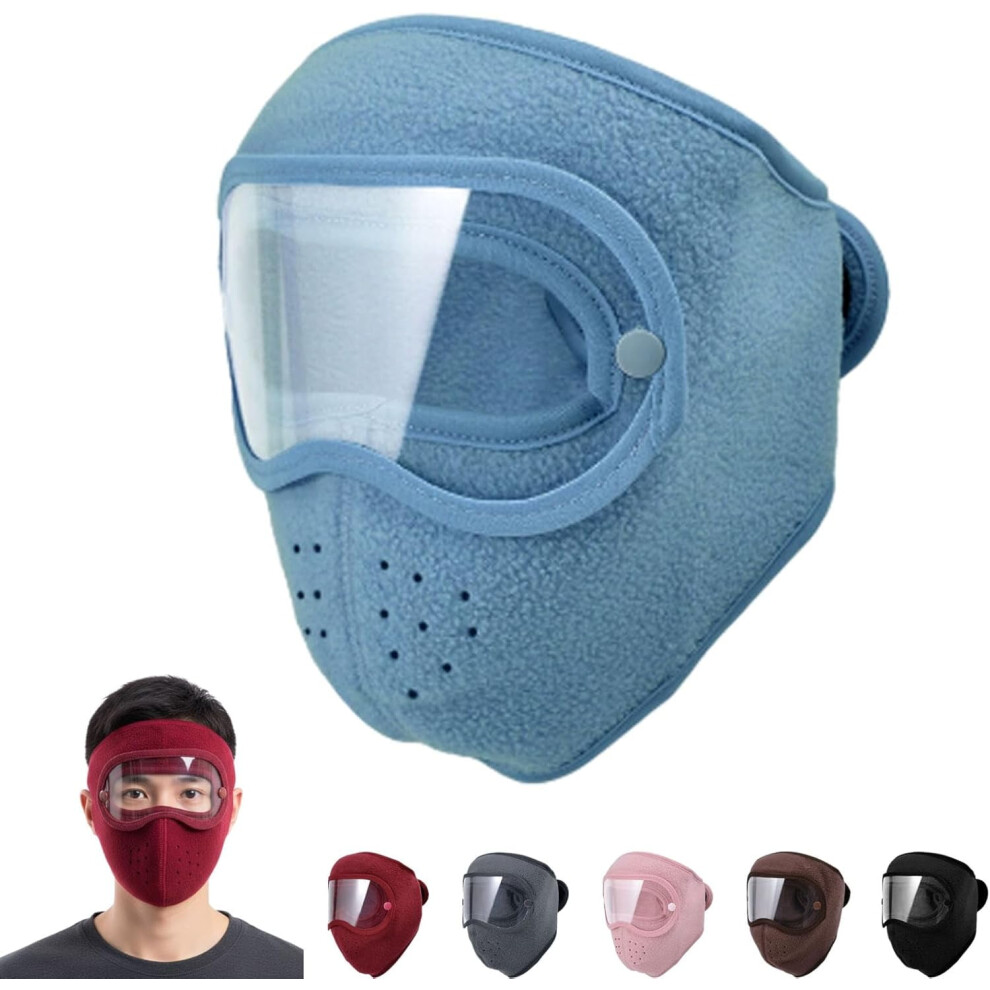 Fleece Thermal Mask With Removable Goggles,Windproof Hd Goggles Anti-Fog Face Masks,Winter Warm Full Protection Ski Mask 9399596201627