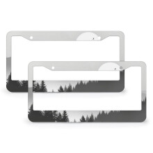 Stainless Aluminum License Plate Frame Foggy Trees