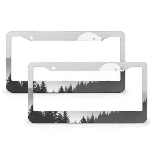 Stainless Aluminum License Plate Frame Foggy Trees