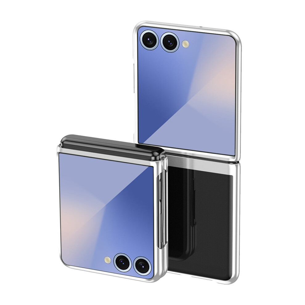 Crystal Transparent Electroplated Pc Case For Compatible With Samsung Galaxy Z Flip 7 Â Anti-Scratch, Shockproof, Slim, Silver 9181073481703