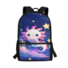 17 inch Kids Starry Axolotl Backpack School 5-15 Year with Adjustable Padded Straps Student School Bag Large Capacity for Schools, Camps and Travel