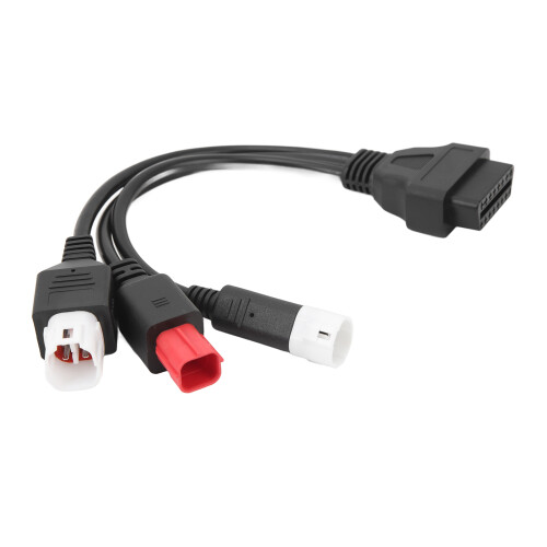 3-in-1 OBD Diagnostic Cable for Motorcycle, High Flexibility Plastic Plug