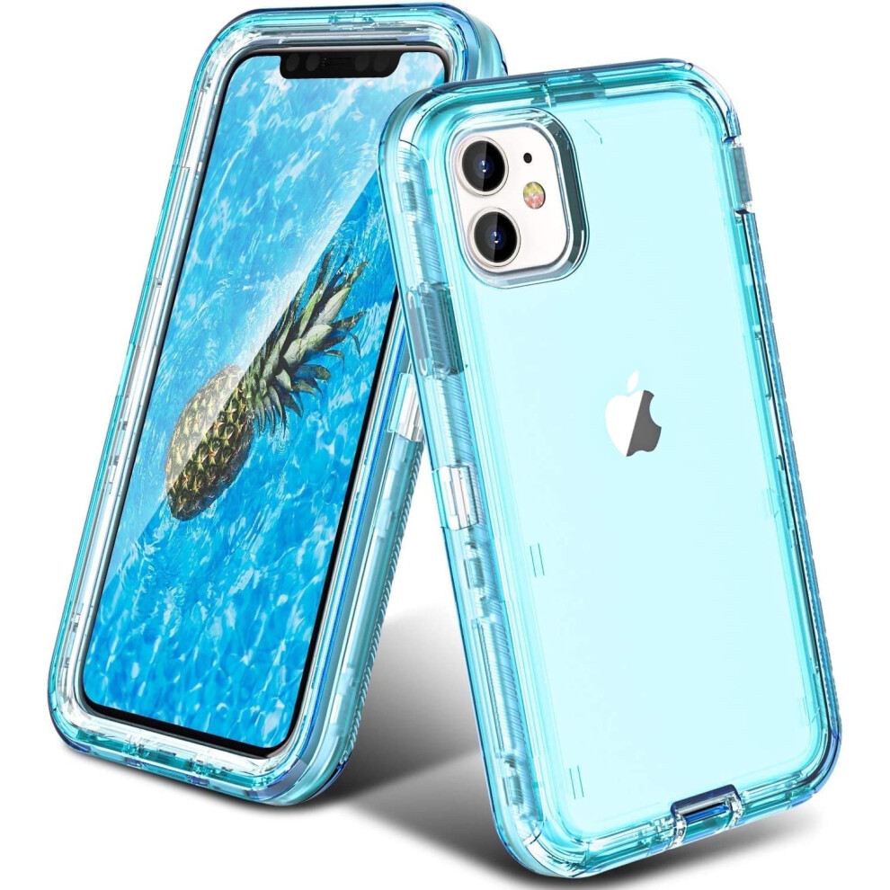 Heavy Duty Shockproof Case For Iphone 11 [6.1-Inch] Â Triple Layer Anti-Drop, Transparent Crystal Back Cover Blue 9181073481963