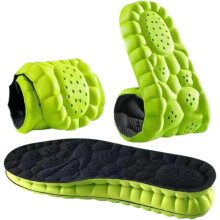 Soft, breathable PU insoles with shock absorption, anti-slip design & trimmable fit—compatible with most shoes.