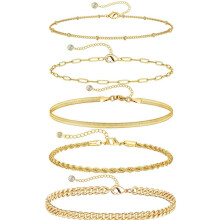 Titanium Gold Paperclip Cuban Bracelet Set 3 Pieces