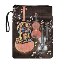 Guitar Music Pattern Book Sleeve Cover Book Lovers Gifts Book Organzoer Holder with Pocket Polyester Fabric Book Carrying Case for Librarian