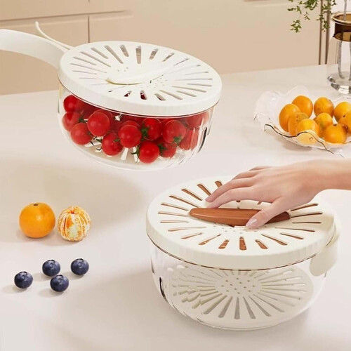 Fruit Strainer Basket with Lid and Foldable Handle 1 Quart 1