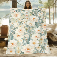 Floral Flannel Blanket 100% Cotton All-Season
