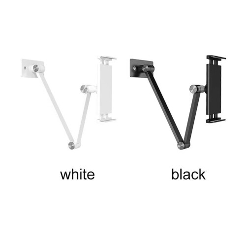 Kitchen Tablet Wall Mount Arm Foldable Adjustable 4.7-12.9 Inch Tablet Mobile Phone Holder White 1