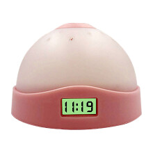 Electronic Alarm Clock with Night Light & Star-Moon Projection, Semi-Circle Design, for Bedroom/Kids Room, Pink, compatible with AA batteries