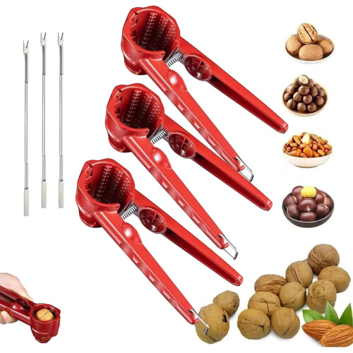 Multifunction Nutcracker with Non Slip Handle, Heavy Duty Tool for Cracking Pecan Walnut Chestnut All Hard Shell Nuts