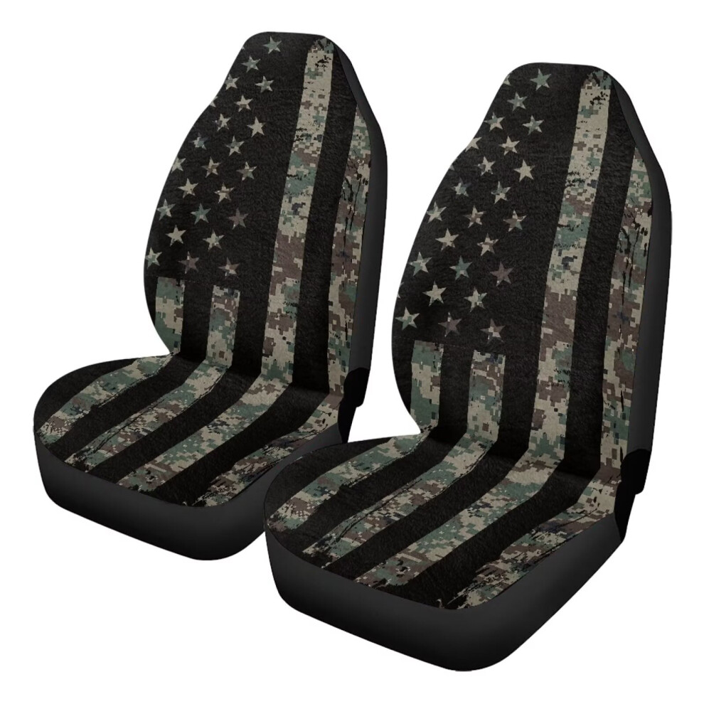 2Pcs American Flag Camo Car Seat Covers, Universal Front Bucket Protectors For Suvs/Trucks/Cars Coral 9399596688428