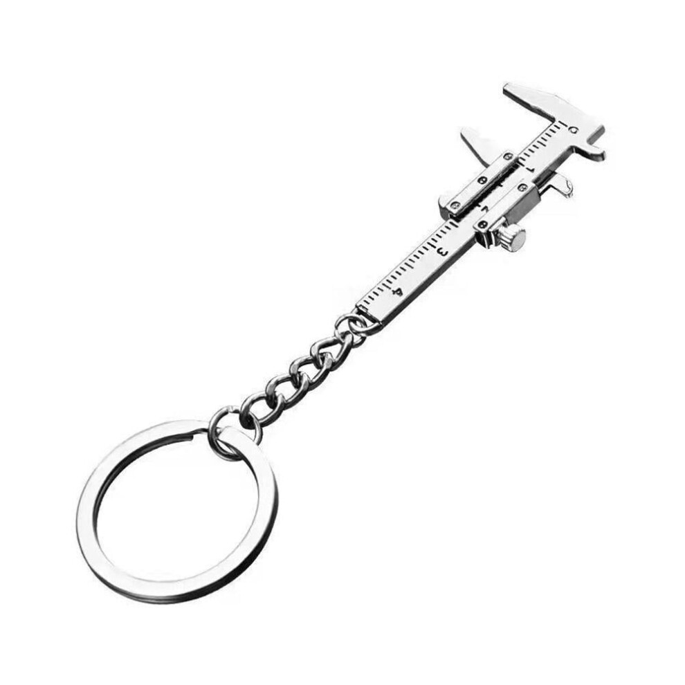 Metal Keychain Vernier Caliper Ruler In Silver Color For Portable Measurement 9181073482939