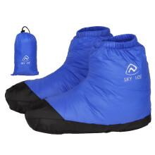 Down Slippers Socks Ultralight Thermal Boots Feet Covers for Men Women (Blue M)