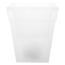 White Plastic Solar Light Planter for Garden, Outdoor Decorative Solar Powered Flower Pot
