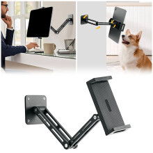 Wall Mount 360 Rotating Tablet Holder, Aluminium Extendable Stand for Adjustable and Foldable Phone and Tablet Use