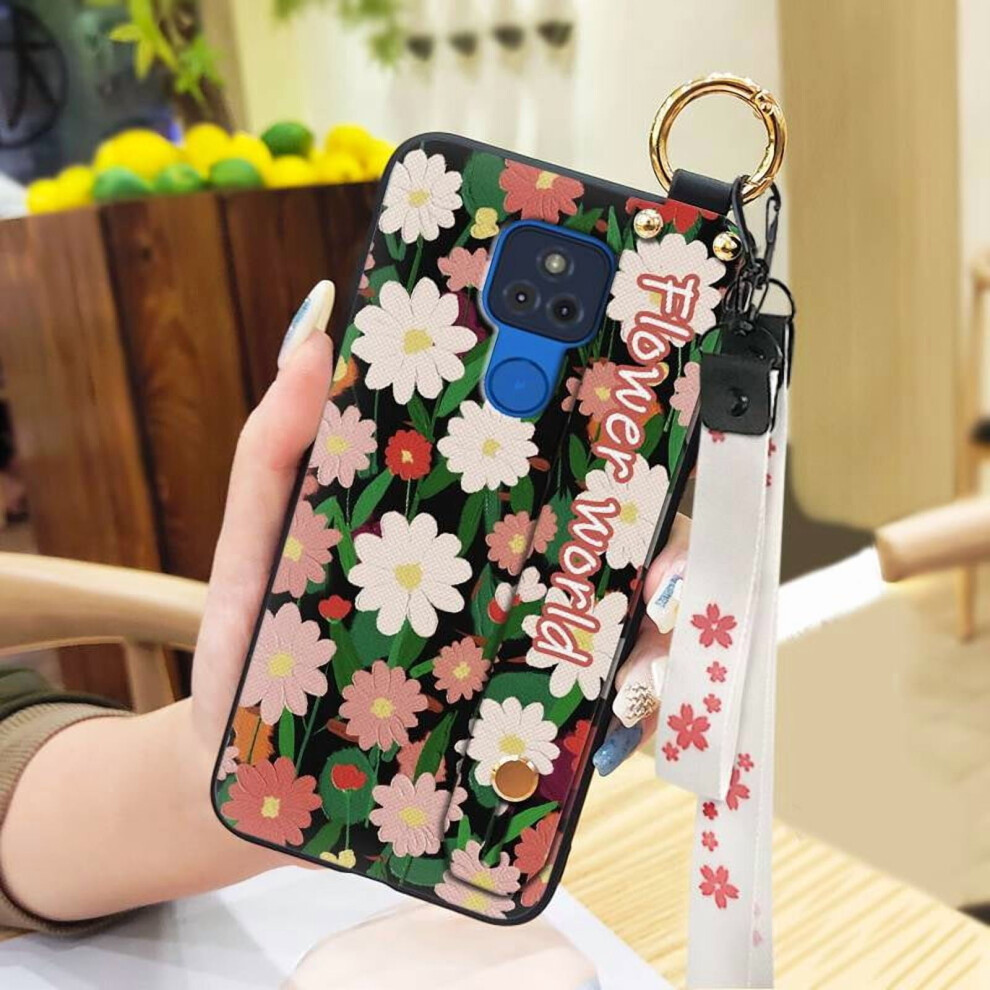 Shockproof Flower Phone Case For Moto G Play 2021ÂDirt-Resistant, Waterproof, With Kickstand, Wrist Strap & Ring 9181073484384