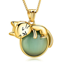 Pet Cremation Ashes Jewelry Moonstone Cat Urn Necklace for Ashes for Women Men Lovely Cat Memorial Urn Locket Keepsake Pendant Gift