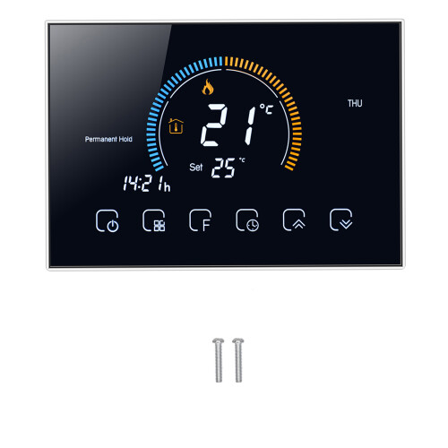 Voice Control Thermostat Programmable LCD Touch Panel Temperature Precision Settings Smart Home Compatible Energy Efficient Design