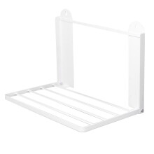 Foldable Wall Mounted Iron Floating Shelf - Heavy-Duty Storage Rack, for Bathroom/Laundry/Kitchen/Garage/Storage Room （ White ）