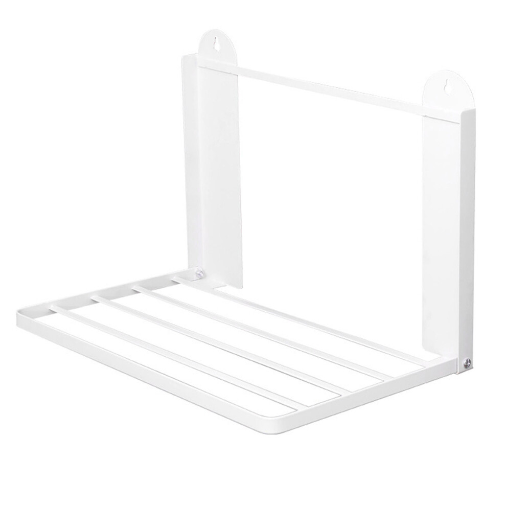 Foldable Wall Mounted Iron Floating Shelf - Heavy-Duty Storage Rack, For Bathroom/Laundry/Kitchen/Garage/Storage Room Ï¼ White Ï¼ 9181073485039
