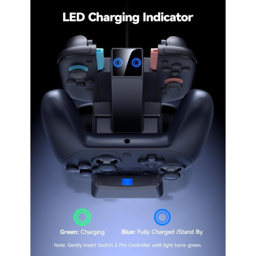 Switch2JoyCon (2025) Ladestation, Controller-Ladegerät kompatibel mit Switch2JoyCon und Pro Controller mit LED-Anzeige 2