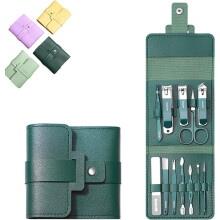 16PC Portable Nail Clipper Set in Leather Case – Stainless Steel Manicure & Pedicure Kit for Men/Women, Travel Grooming, Compatible with Cuticle