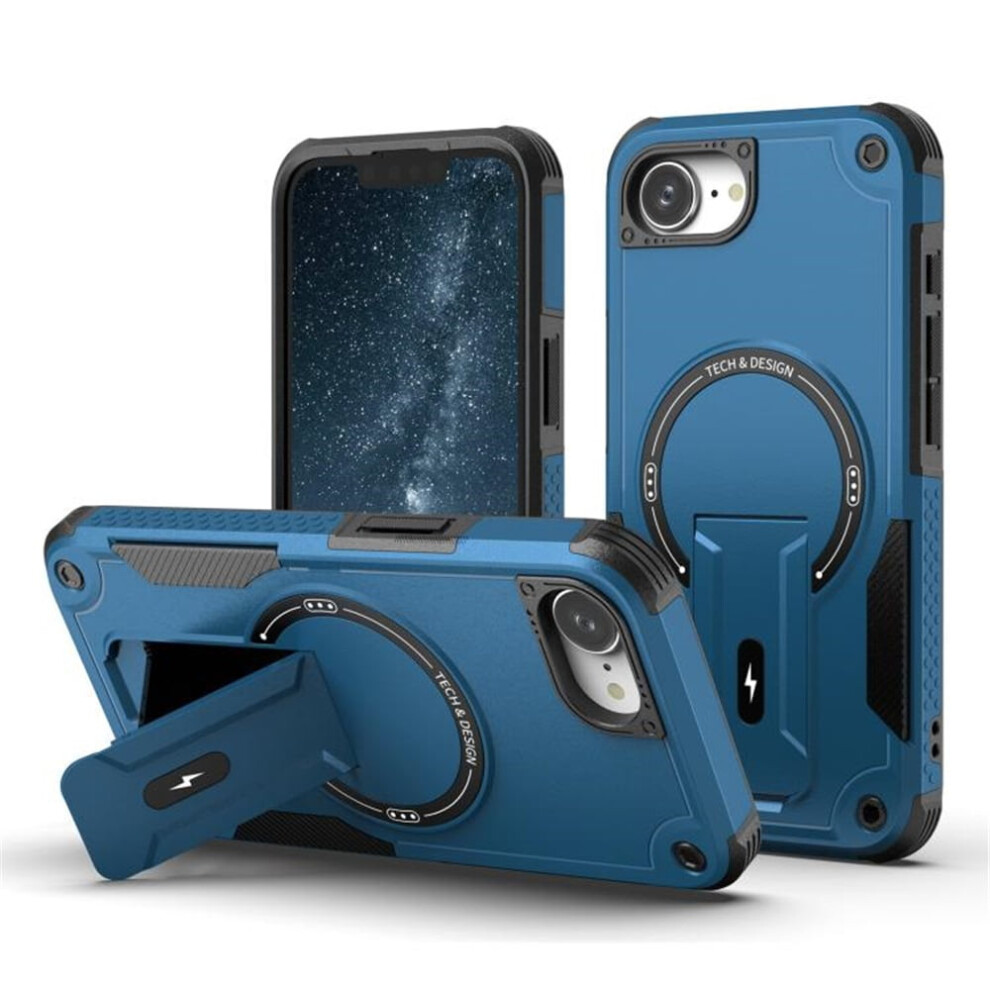 Iphone 16E 6.1" Case [Compatible With Magsafe] Â Military-Grade Shockproof Tpu With Built-In Stand, Blue 9313598248756