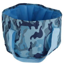Draagbare, opvouwbare emmer, duurzame, grote, multifunctionele, waterdichte opvouwbare emmer voor reizen en kamperen, blauwe camouflage (12,5 liter)