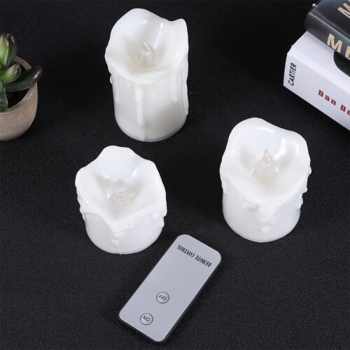 Flameless Candles Rechargeable Flickering 3 pcs