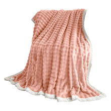 Fleece Sofa Blanket, Polyester Bubble Fleece Throw, Double-Sided Flannel Winter Cover – Pink