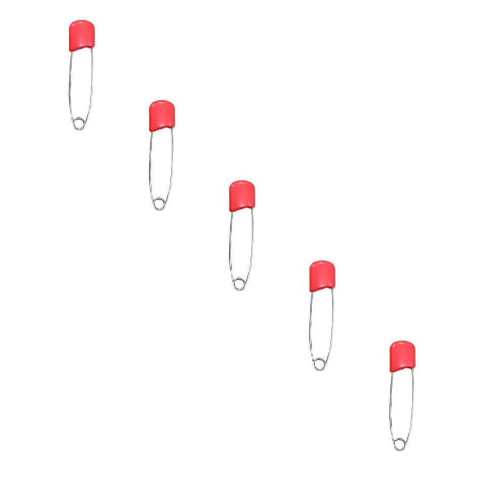 Diaper Pins Safety, 5 Pcs Plastic Head Cloth Diaper Nappy Pins With Locking Closures Stainless Steel, 2.1 Inch, Pink