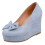 Willtoo Women's Bow Platform Wedge High Heels Ankle Strap Pumps Sky Blue 2