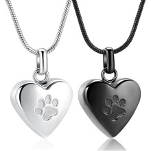 Heart with Paw Print Urn Necklace for Ashes Pet Cremation Jewelry for Ashes for Dog / Cat Heart Urn Necklace Memorial Keepsake Jewelry for Pet