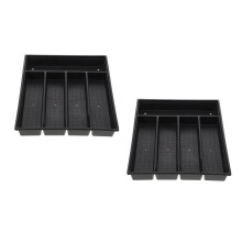 2Pièces Boîte Rangement Couverts Multiusage PP Noir Couvercle