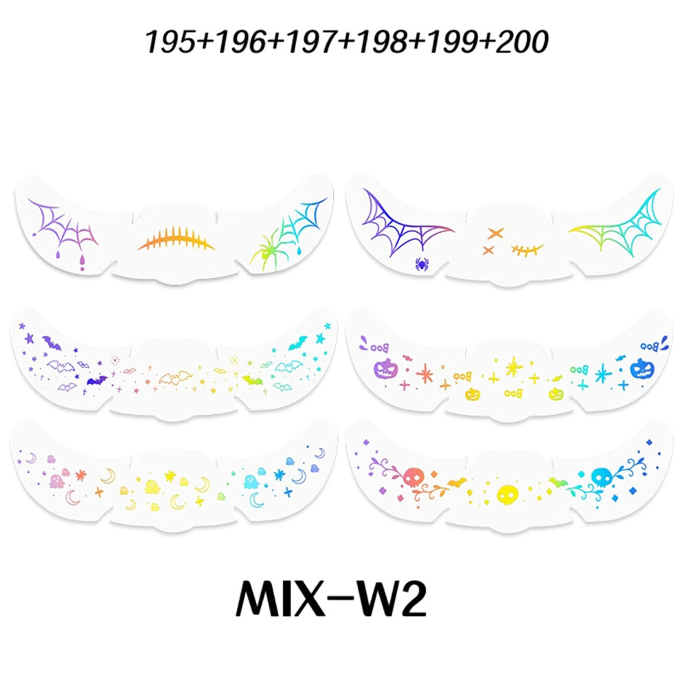 (15cmx5.2cm, Mixed Color) Halloween Temporary Tattoos Spider Web Bat Pumpkin Pattern Face Freckle Makeup Patches for Women