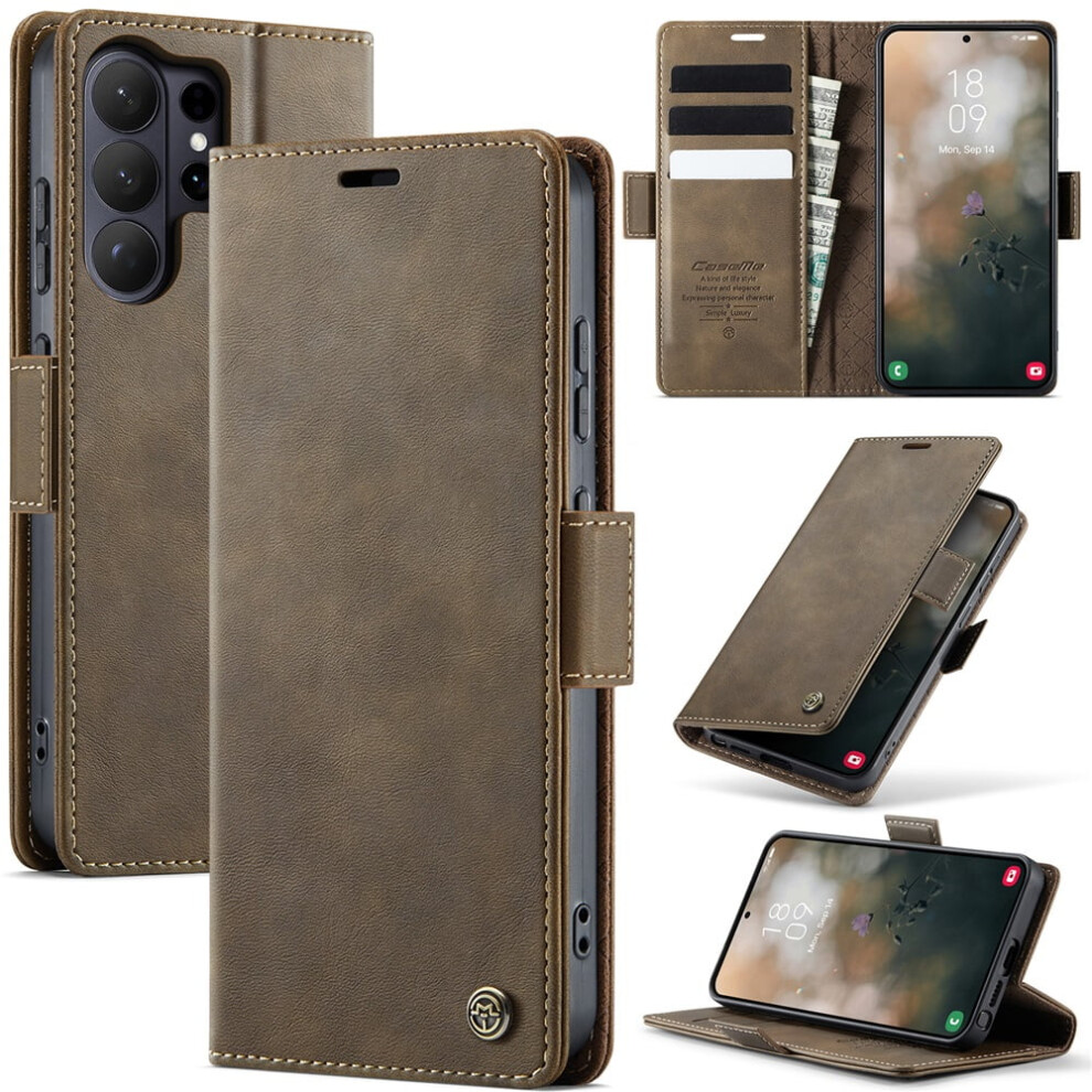 Caseme Calf Leather Wallet Case For Samsung Galaxy S26 Ultra 5G 6.9": Rfid Blocking, Magnetic Closure, Card/Cash Slots, Kickstand, Shockproof 9313598251602