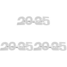 3Pcs Lightweight Silver 2025 New Year Party Glasses ABS Material