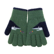 Kids Winter Gloves for Boys Girls Children Warm Wool Lined Gloves Toddler Thermal Knitted Mittens Green 7-12 Years
