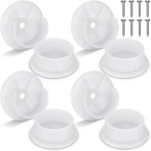 White Plastic Closet Pole Socket, 1-3/8" Rod Bracket for Bathroom, Wardrobe & Clothing Store (16 Pcs)
