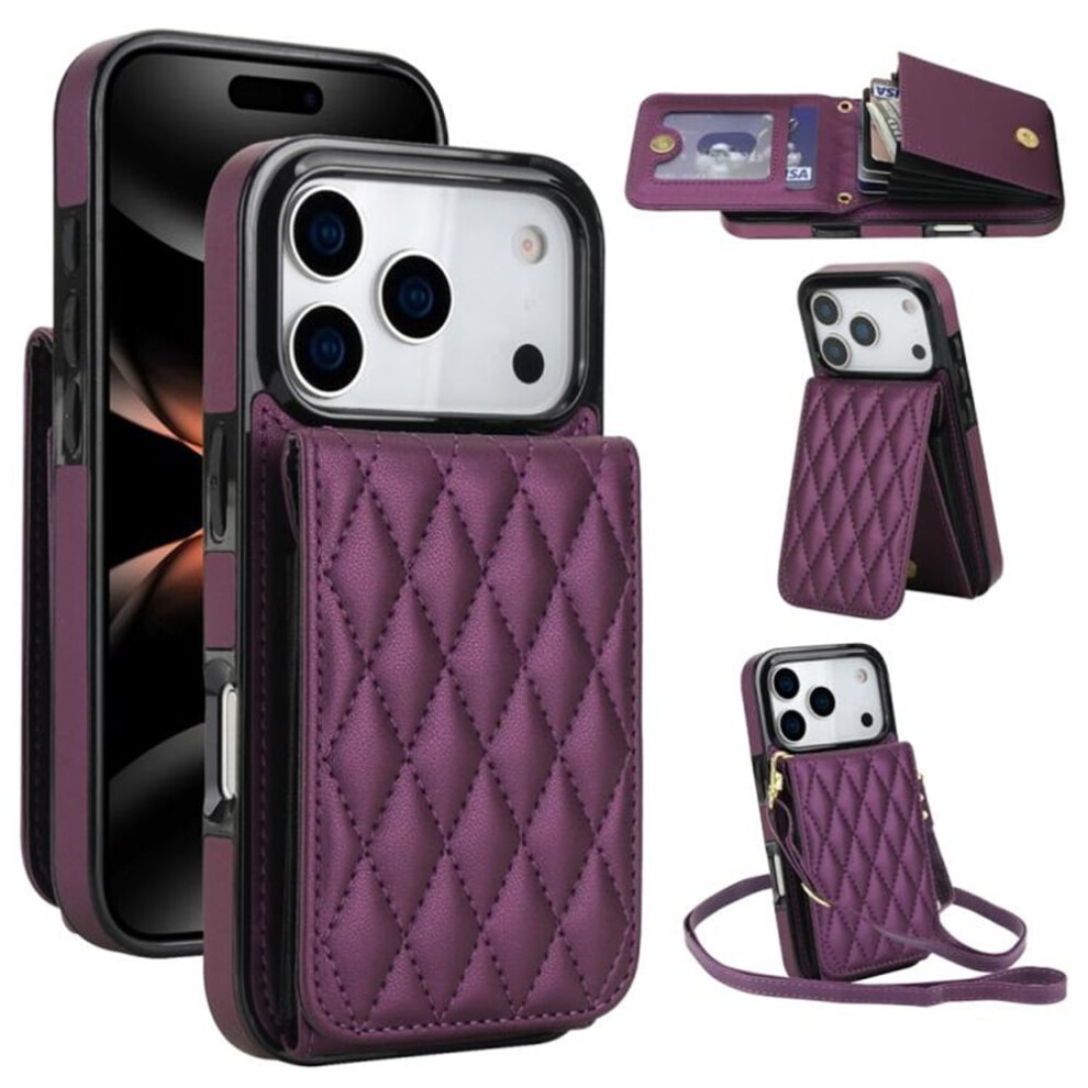 Pu Leather Rfid Wallet Case For Iphone 17 Pro Dark/Purple 971050359311
