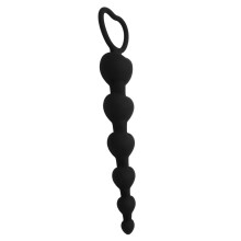 (One Size, Black) Silicone Anal Beads with Pull Ring 6 Heart Beads Body Safe Butt Plug Trainer Massager Waterproof Eroctic Toy