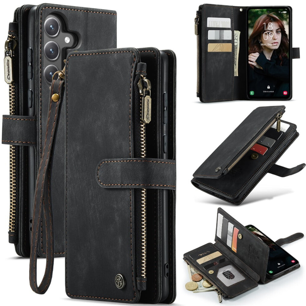 Caseme Wallet Case For Samsung Galaxy S23 Fe Â Pu Leather Magnetic Flip, Lanyard, Zipper Card Holder, 6.4-Inch 9313598252708