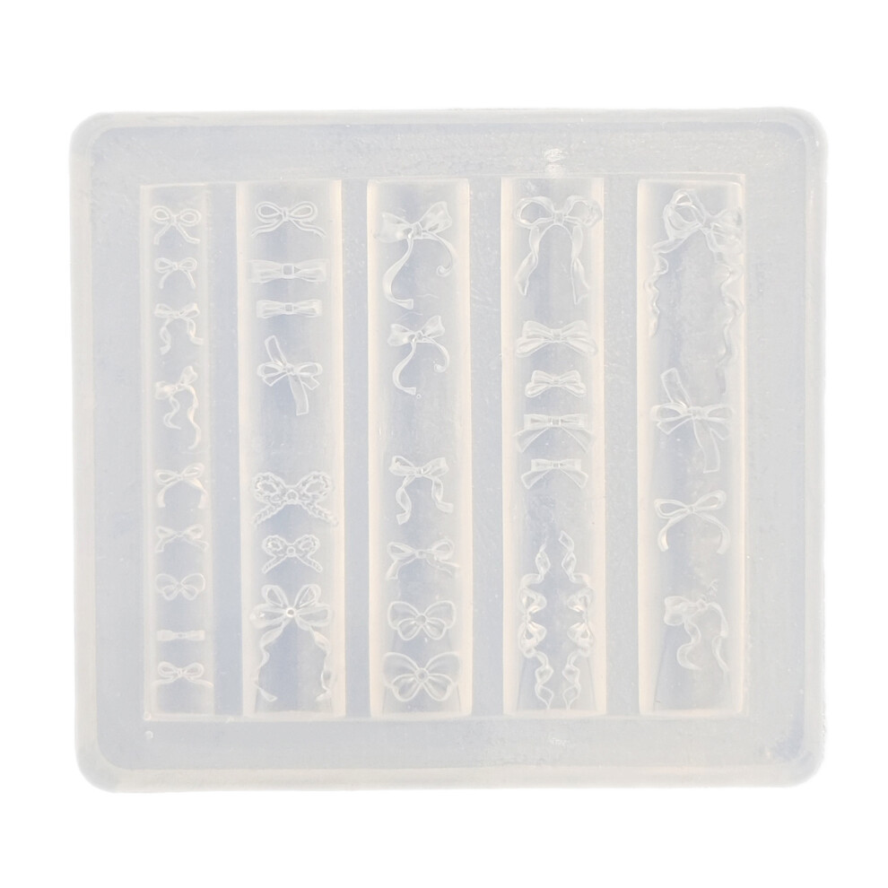 (6.2cmx5.6cmx1cm, Transparent) Bowknot Molds Silicone Nail Tools Reusable Embossed 3D Carving Templates for Manicure Accessories
