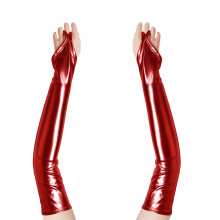 (One Size, Red) Patent Leather Gloves Fingerless Long Gloves Adult Bedroom Toys for Women Cosplay Costumes Accessories