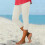 Women's Capri Leggings Beige Knee-Length Compression 3