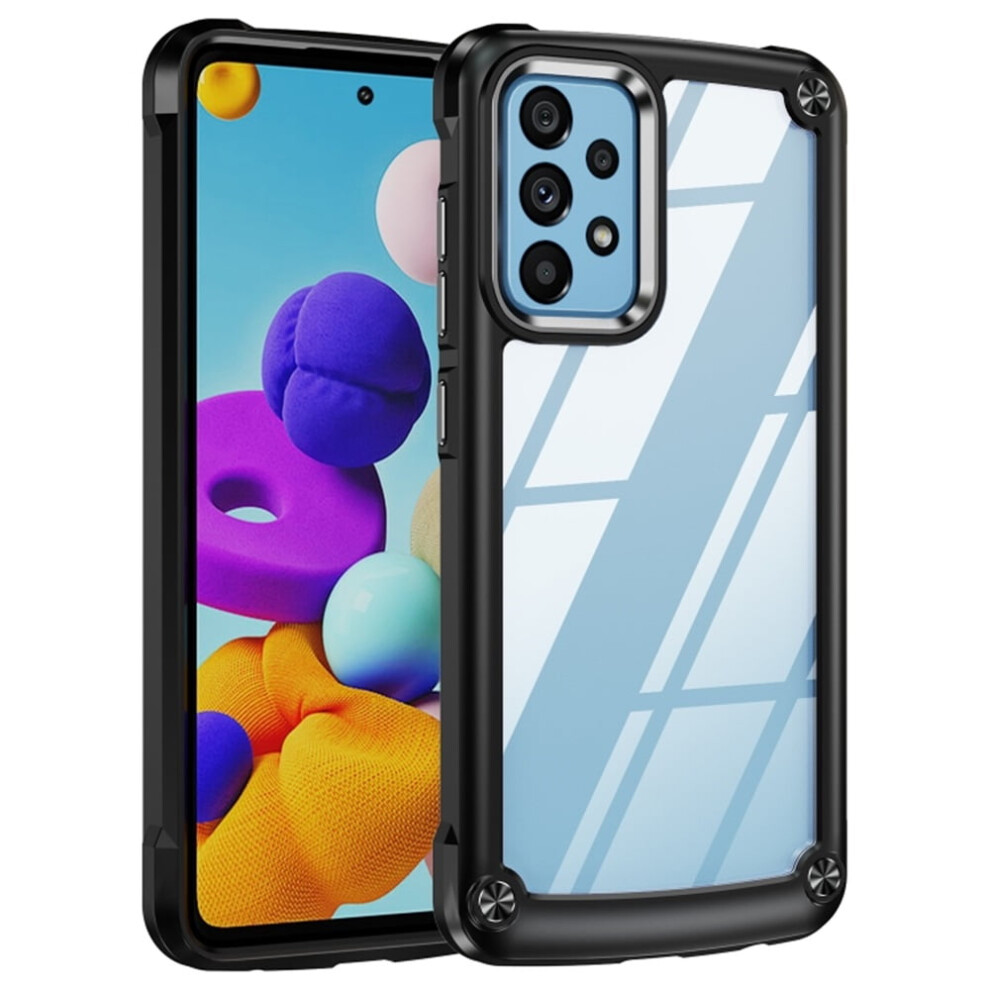 Samsung Galaxy A52 (6.5") Case Â Four-Corner Airbag, Shock-Absorbing, Electroplated Alloy Lens Protection, Hard Clear Scratch-Resistant Back, Black 9313598252517